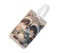 Durable TPU Luggage Tag with Information Card, Scratch-Resistant Travel Bag Tag, Cartoon Cute Raccoon Suitcase Tags for Bags & Tools, White-style, One Size, classic