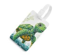 Durable TPU Luggage Tag with Information Card, Scratch-Resistant Travel Bag Tag, Cartoon Turtle Pattern Suitcase Tags for Bags & Tools, White-style, One Size, classic