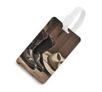 Durable TPU Luggage Tag with Information Card, Scratch-Resistant Travel Bag Tag, Cowboy Black Hat Western Boots Suitcase Tags for Bags & Tools, White-style, One Size, classic