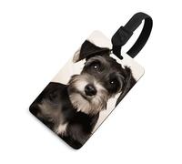 Durable TPU Luggage Tag with Information Card, Scratch-Resistant Travel Bag Tag, Cute Schnauzer Suitcase Tags for Bags & Tools, Black-Style