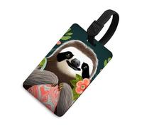 Durable TPU Luggage Tag with Information Card, Scratch-Resistant Travel Bag Tag, Cute Sloth Suitcase Tags for Bags & Tools, Black-Style