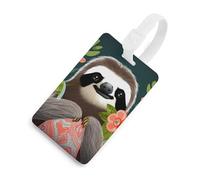 Durable TPU Luggage Tag with Information Card, Scratch-Resistant Travel Bag Tag, Cute Sloth Suitcase Tags for Bags & Tools, White-Style