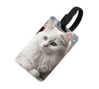 Durable TPU Luggage Tag with Information Card, Scratch-Resistant Travel Bag Tag, Cute White Cat Suitcase Tags for Bags & Tools, Black-Style