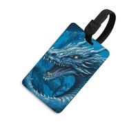 Durable TPU Luggage Tag with Information Card, Scratch-Resistant Travel Bag Tag, Dragon Cool Blue Suitcase Tags for Bags & Tools, Black-Style
