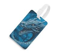 Durable TPU Luggage Tag with Information Card, Scratch-Resistant Travel Bag Tag, Dragon Cool Blue Suitcase Tags for Bags & Tools, White-Style