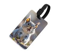 Durable TPU Luggage Tag with Information Card, Scratch-Resistant Travel Bag Tag, Funny Cute Squirrel Suitcase Tags for Bags & Tools, Black-style, One Size, classic