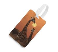 Durable TPU Luggage Tag with Information Card, Scratch-Resistant Travel Bag Tag, Giraffe at Sunset Suitcase Tags for Bags & Tools, White-Style