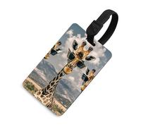 Durable TPU Luggage Tag with Information Card, Scratch-Resistant Travel Bag Tag, Giraffes Wearing Sunglasses Suitcase Tags for Bags & Tools, Black-Style