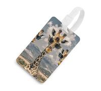 Durable TPU Luggage Tag with Information Card, Scratch-Resistant Travel Bag Tag, Giraffes Wearing Sunglasses Suitcase Tags for Bags & Tools, White-Style