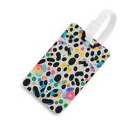Durable TPU Luggage Tag with Information Card, Scratch-Resistant Travel Bag Tag, Glitter Rainbow Polka Dot Suitcase Tags for Bags & Tools, White-style, One Size, classic