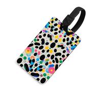 Durable TPU Luggage Tag with Information Card, Scratch-Resistant Travel Bag Tag, Glitter Rainbow Polka Dot Suitcase Tags for Bags & Tools, Black-style, One Size, classic
