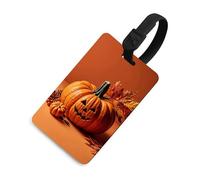 Durable TPU Luggage Tag with Information Card, Scratch-Resistant Travel Bag Tag, Happy Thanksgiving Day Pumpkin Suitcase Tags for Bags & Tools, Black-style, One Size, classic
