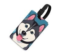 Durable TPU Luggage Tag with Information Card, Scratch-Resistant Travel Bag Tag, Husky Dog Pattern Suitcase Tags for Bags & Tools, Black-style, One Size, classic