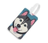 Durable TPU Luggage Tag with Information Card, Scratch-Resistant Travel Bag Tag, Husky Dog Pattern Suitcase Tags for Bags & Tools, White-style, One Size, classic