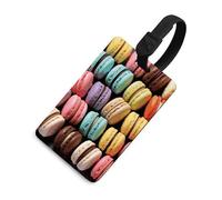 Durable TPU Luggage Tag with Information Card, Scratch-Resistant Travel Bag Tag, Macaron Biscuit Flavored Pastries Suitcase Tags for Bags & Tools, Black-Style