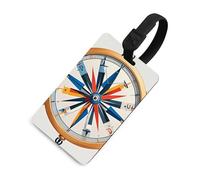Durable TPU Luggage Tag with Information Card, Scratch-Resistant Travel Bag Tag, Maritime Sailboat Compass Suitcase Tags for Bags & Tools, Black-style, One Size, classic