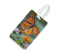 Durable TPU Luggage Tag with Information Card, Scratch-Resistant Travel Bag Tag, Monarch Butterflies Suitcase Tags for Bags & Tools, White-Style