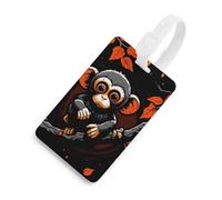 Durable TPU Luggage Tag with Information Card, Scratch-Resistant Travel Bag Tag, Monkey on Red Branch Suitcase Tags for Bags & Tools, White-style, One Size, classic