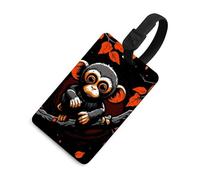 Durable TPU Luggage Tag with Information Card, Scratch-Resistant Travel Bag Tag, Monkey on Red Branch Suitcase Tags for Bags & Tools, Black-style, One Size, classic