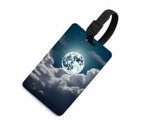 Durable TPU Luggage Tag with Information Card, Scratch-Resistant Travel Bag Tag, Night Full Moon Suitcase Tags for Bags & Tools, Black-Style