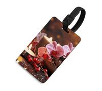 Durable TPU Luggage Tag with Information Card, Scratch-Resistant Travel Bag Tag, Orchid Stone Red Candles Suitcase Tags for Bags & Tools, Black-style, One Size, classic