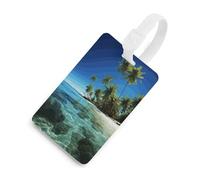 Durable TPU Luggage Tag with Information Card, Scratch-Resistant Travel Bag Tag, Palm Trees and Clear Sea Suitcase Tags for Bags & Tools, White-style, One Size, classic