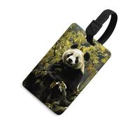Durable TPU Luggage Tag with Information Card, Scratch-Resistant Travel Bag Tag, Panda Tree Suitcase Tags for Bags & Tools, Black-Style