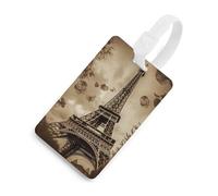 Durable TPU Luggage Tag with Information Card, Scratch-Resistant Travel Bag Tag, Paris Eiffel Tower Suitcase Tags for Bags & Tools, White-Style