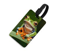Durable TPU Luggage Tag with Information Card, Scratch-Resistant Travel Bag Tag, Peace Tree Frog Suitcase Tags for Bags & Tools, Black-style, One Size, classic