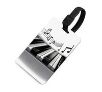 Durable TPU Luggage Tag with Information Card, Scratch-Resistant Travel Bag Tag, Piano Music Symbol Suitcase Tags for Bags & Tools, Black-Style
