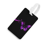 Durable TPU Luggage Tag with Information Card, Scratch-Resistant Travel Bag Tag, Purple and Black Butterfly Suitcase Tags for Bags & Tools, White-style, One Size, classic
