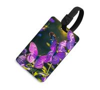Durable TPU Luggage Tag with Information Card, Scratch-Resistant Travel Bag Tag, Purple Butterflies Suitcase Tags for Bags & Tools, Black-style, One Size, classic