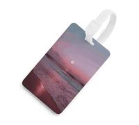 Durable TPU Luggage Tag with Information Card, Scratch-Resistant Travel Bag Tag, Purple Moon Suitcase Tags for Bags & Tools, White-Style