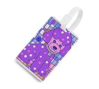 Durable TPU Luggage Tag with Information Card, Scratch-Resistant Travel Bag Tag, Purple Poodle Polka Dots Suitcase Tags for Bags & Tools, White-Style