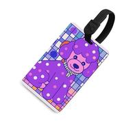 Durable TPU Luggage Tag with Information Card, Scratch-Resistant Travel Bag Tag, Purple Poodle Polka Dots Suitcase Tags for Bags & Tools, Black-style, One Size, classic