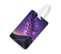 Durable TPU Luggage Tag with Information Card, Scratch-Resistant Travel Bag Tag, Purple Starry Suitcase Tags for Bags & Tools, White-style, One Size, classic