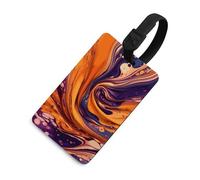 Durable TPU Luggage Tag with Information Card, Scratch-Resistant Travel Bag Tag, Purple Tie Dye Fabric Suitcase Tags for Bags & Tools, Black-style, One Size, classic