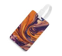 Durable TPU Luggage Tag with Information Card, Scratch-Resistant Travel Bag Tag, Purple Tie Dye Fabric Suitcase Tags for Bags & Tools, White-style, One Size, classic