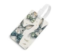 Durable TPU Luggage Tag with Information Card, Scratch-Resistant Travel Bag Tag, Rabbit Wearing A Bow Suitcase Tags for Bags & Tools, White-style, One Size, classic