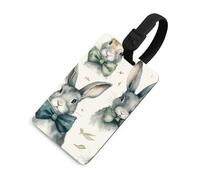 Durable TPU Luggage Tag with Information Card, Scratch-Resistant Travel Bag Tag, Rabbit Wearing A Bow Suitcase Tags for Bags & Tools, Black-style, One Size, classic