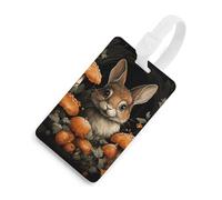 Durable TPU Luggage Tag with Information Card, Scratch-Resistant Travel Bag Tag, Rabbit with Mushrooms Suitcase Tags for Bags & Tools, White-style, One Size, classic