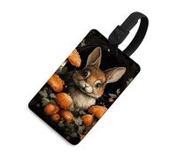 Durable TPU Luggage Tag with Information Card, Scratch-Resistant Travel Bag Tag, Rabbit with Mushrooms Suitcase Tags for Bags & Tools, Black-style, One Size, classic