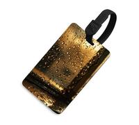 Durable TPU Luggage Tag with Information Card, Scratch-Resistant Travel Bag Tag, Rain Hits The Window Suitcase Tags for Bags & Tools, Black-Style