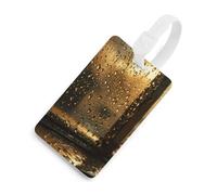 Durable TPU Luggage Tag with Information Card, Scratch-Resistant Travel Bag Tag, Rain Hits The Window Suitcase Tags for Bags & Tools, White-style, One Size, classic