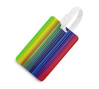 Durable TPU Luggage Tag with Information Card, Scratch-Resistant Travel Bag Tag, Rainbow Striped Suitcase Tags for Bags & Tools, White-style, One Size, classic
