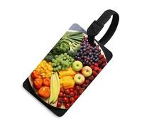 Durable TPU Luggage Tag with Information Card, Scratch-Resistant Travel Bag Tag, Rainbow Vegetable and Fruit Suitcase Tags for Bags & Tools, Black-style, One Size, classic