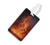 Durable TPU Luggage Tag with Information Card, Scratch-Resistant Travel Bag Tag, Red Flame Music Note Suitcase Tags for Bags & Tools, White-style, One Size, classic