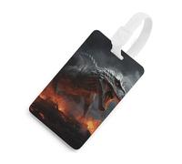 Durable TPU Luggage Tag with Information Card, Scratch-Resistant Travel Bag Tag, Red Magma Flying Dragons Suitcase Tags for Bags & Tools, White-style, One Size, classic