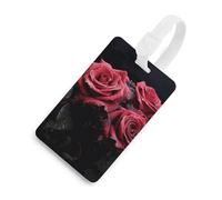 Durable TPU Luggage Tag with Information Card, Scratch-Resistant Travel Bag Tag, Red Rose and Black Leaves Suitcase Tags for Bags & Tools, White-style, One Size, classic