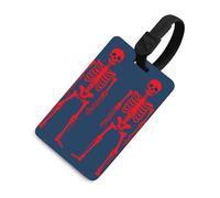 Durable TPU Luggage Tag with Information Card, Scratch-Resistant Travel Bag Tag, Red Skeletons Suitcase Tags for Bags & Tools, Black-Style